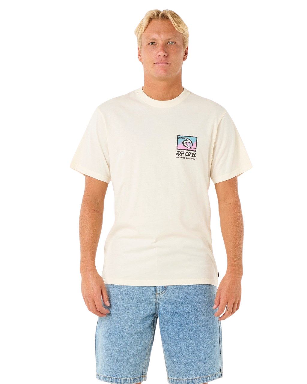 The Rip Curl Mens Raw Energy Trad T-Shirt in Bone