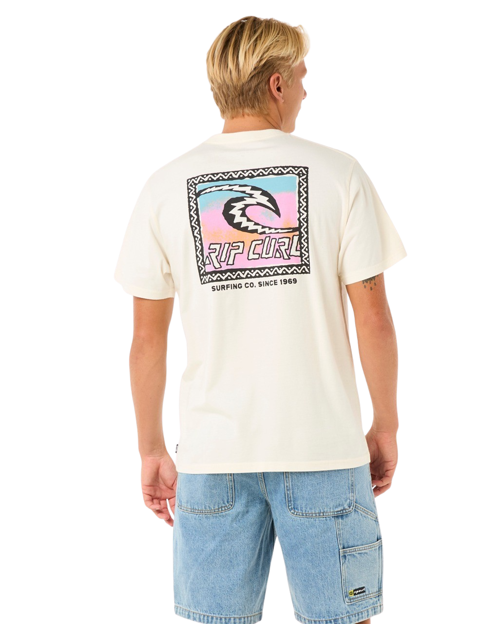 The Rip Curl Mens Raw Energy Trad T-Shirt in Bone