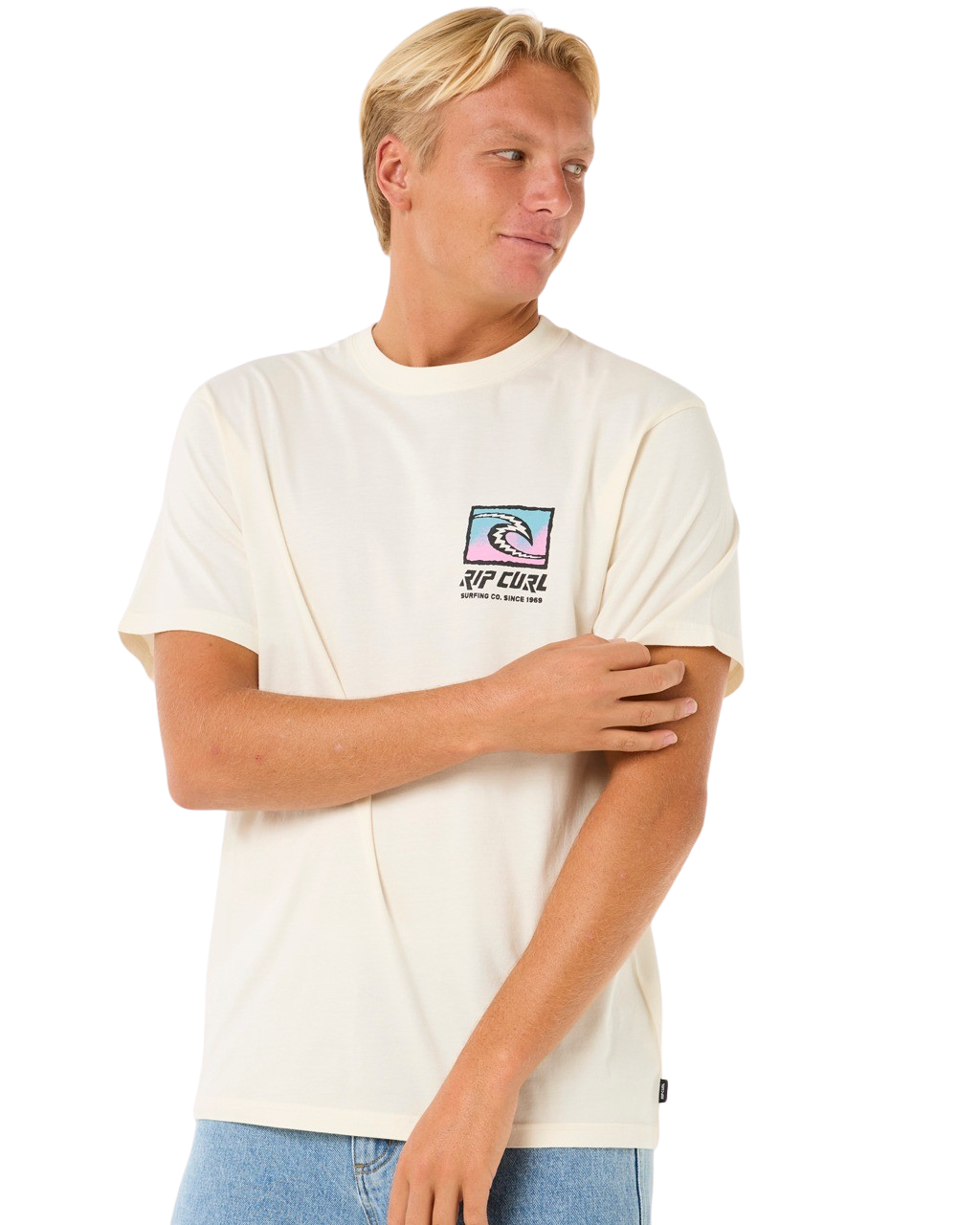 The Rip Curl Mens Raw Energy Trad T-Shirt in Bone