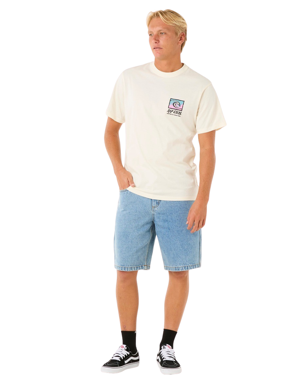 The Rip Curl Mens Raw Energy Trad T-Shirt in Bone