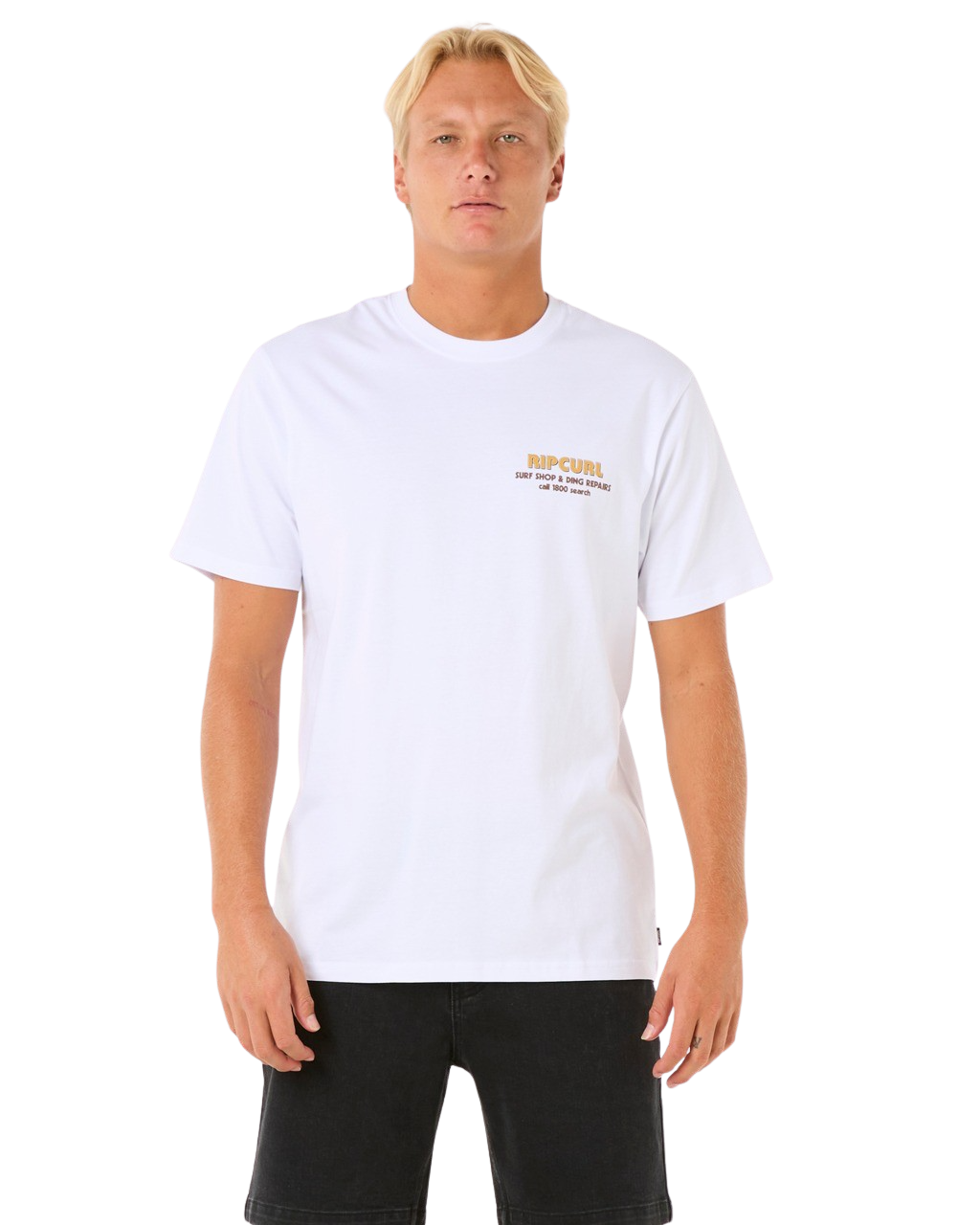 The Rip Curl Mens Surf Revival Ding Repair T-Shirt in White