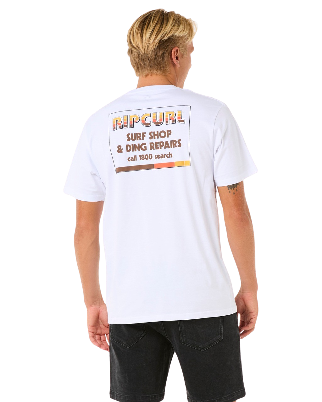 The Rip Curl Mens Surf Revival Ding Repair T-Shirt in White