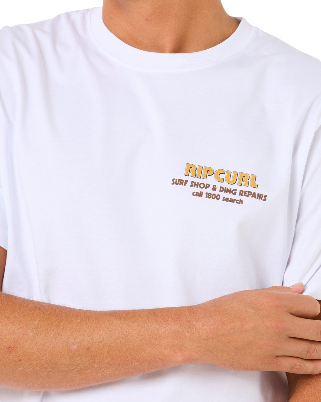 The Rip Curl Mens Surf Revival Ding Repair T-Shirt in White