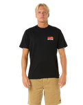 The Rip Curl Mens Surf Revival Stacked T-Shirt in Black