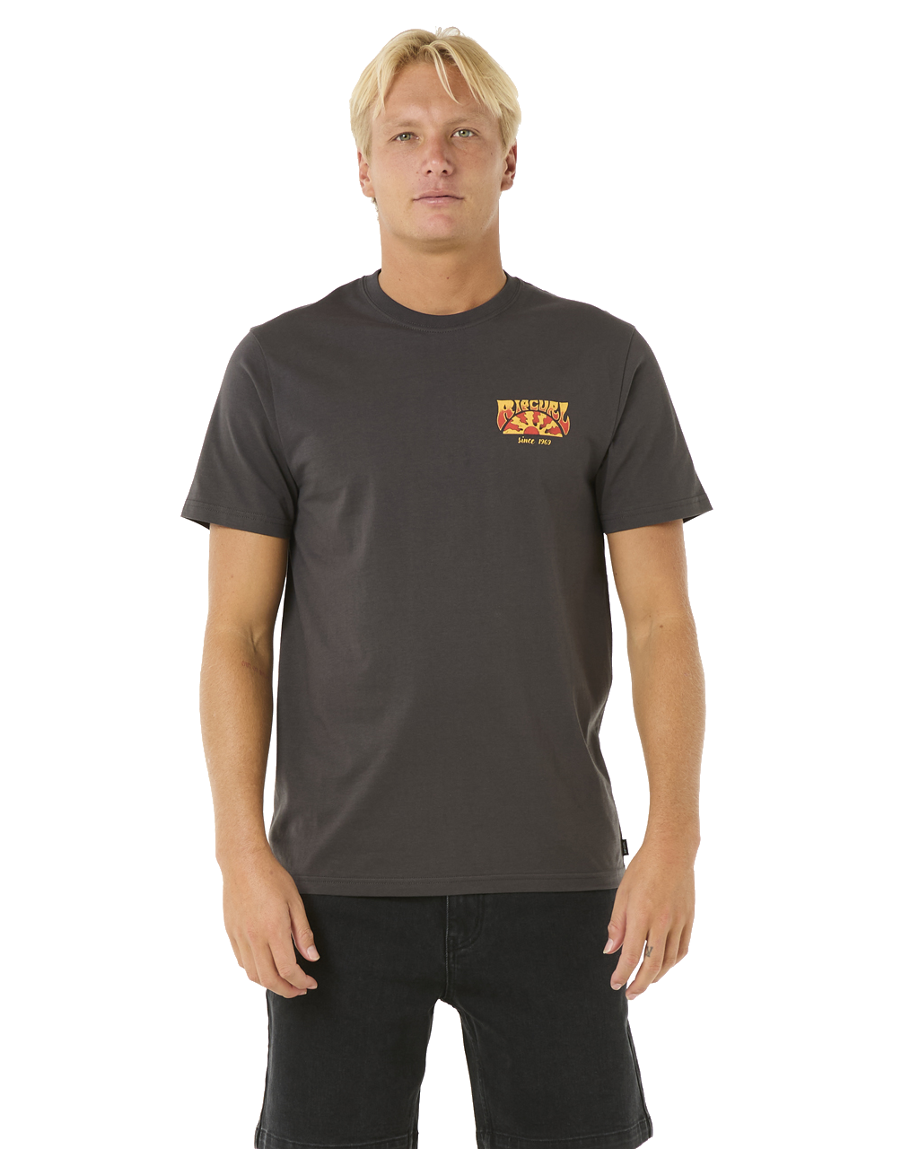 The Rip Curl Mens Keep On Trucking T-Shirt in Washed Black
