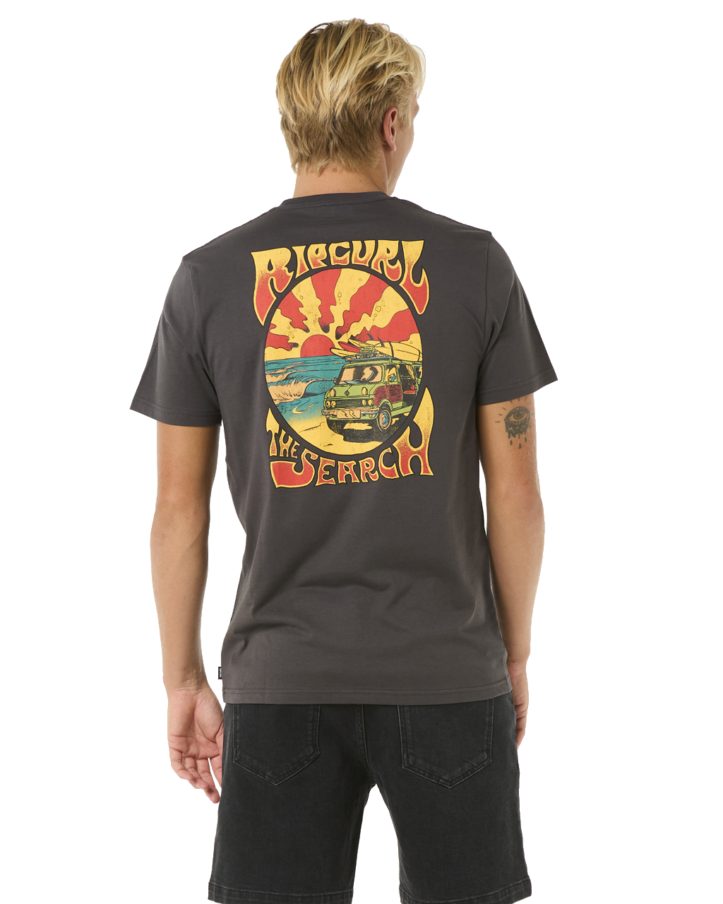 The Rip Curl Mens Keep On Trucking T-Shirt in Washed Black