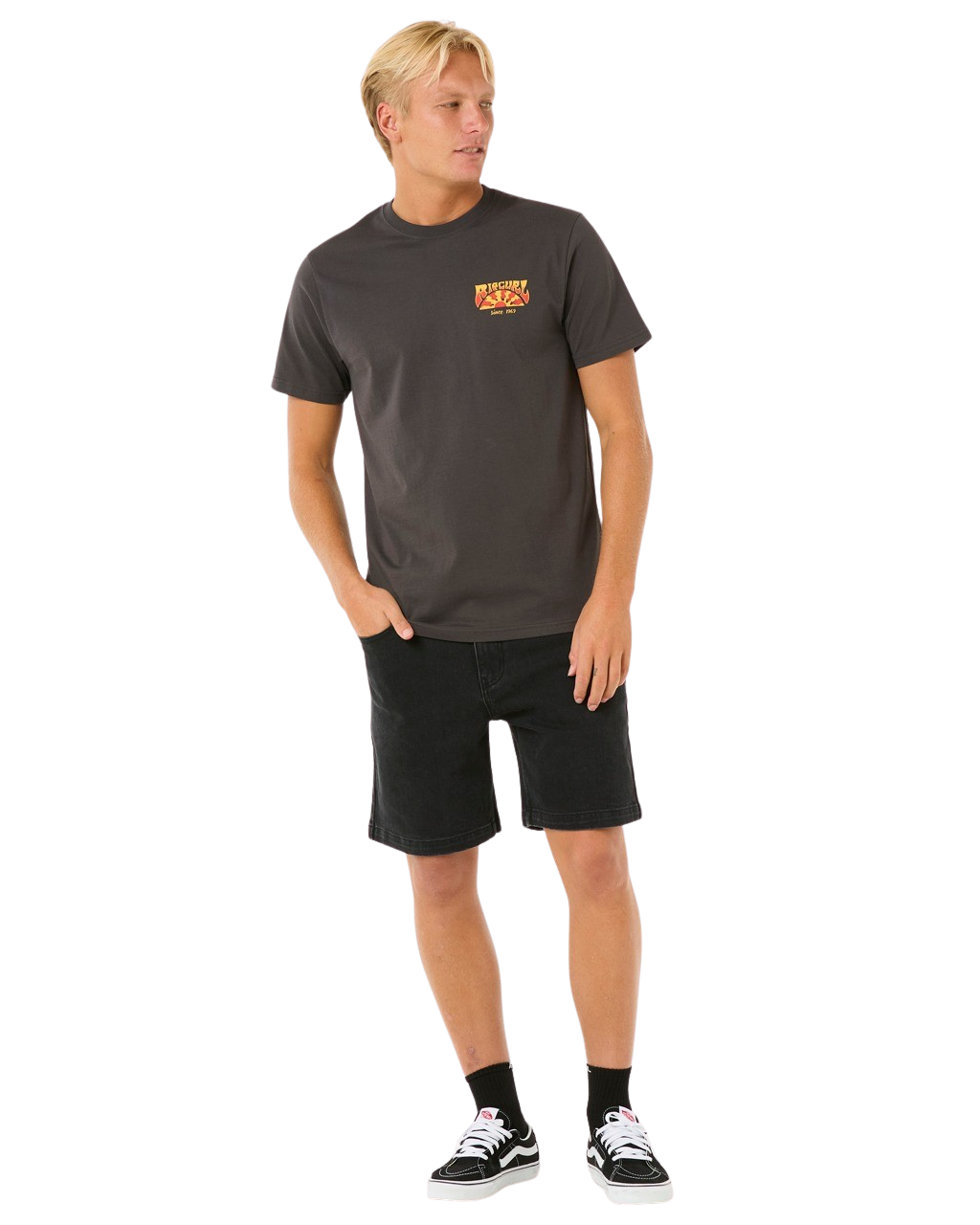 The Rip Curl Mens Keep On Trucking T-Shirt in Washed Black