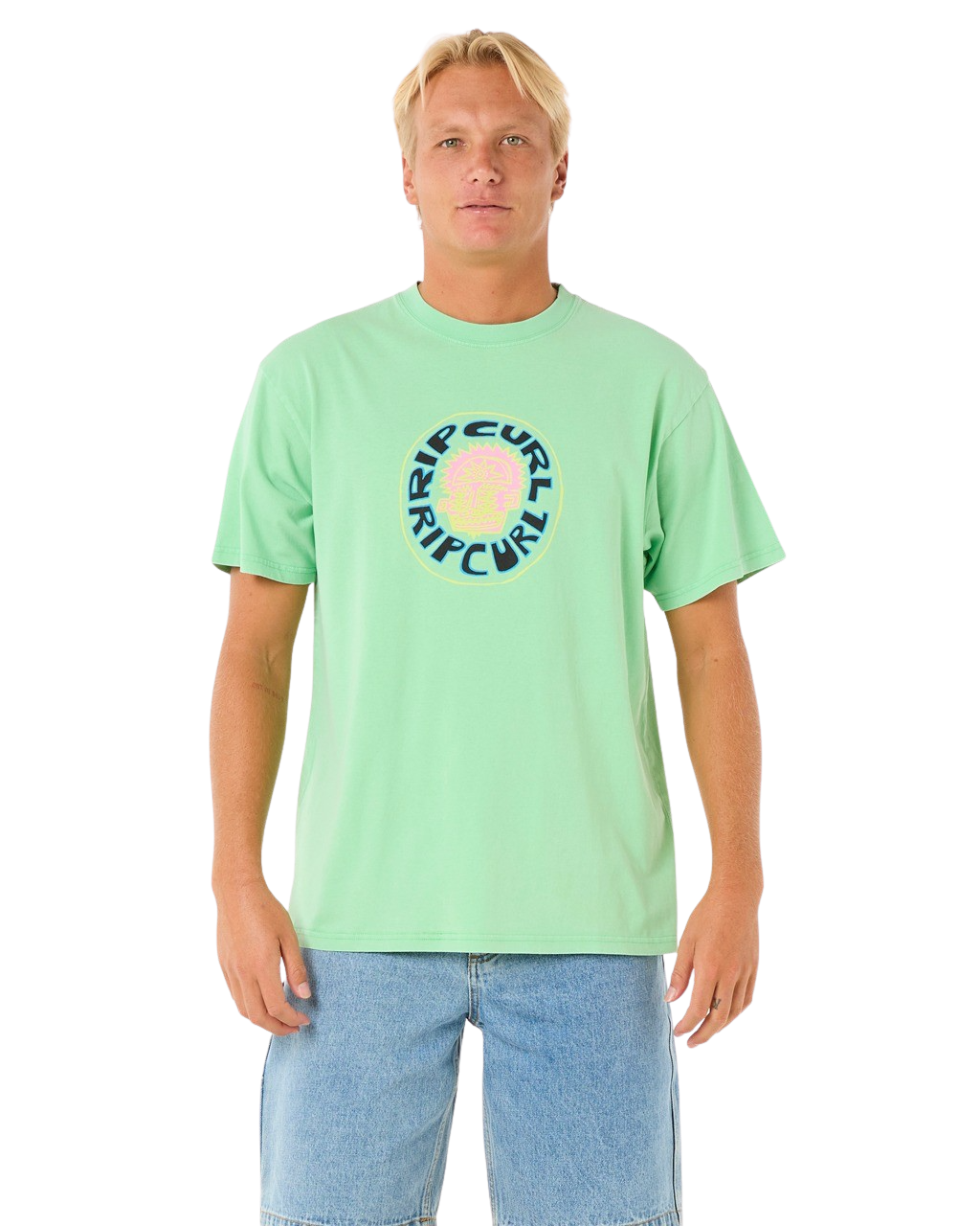 The Rip Curl Mens Raw Visions T-Shirt in Neon Green