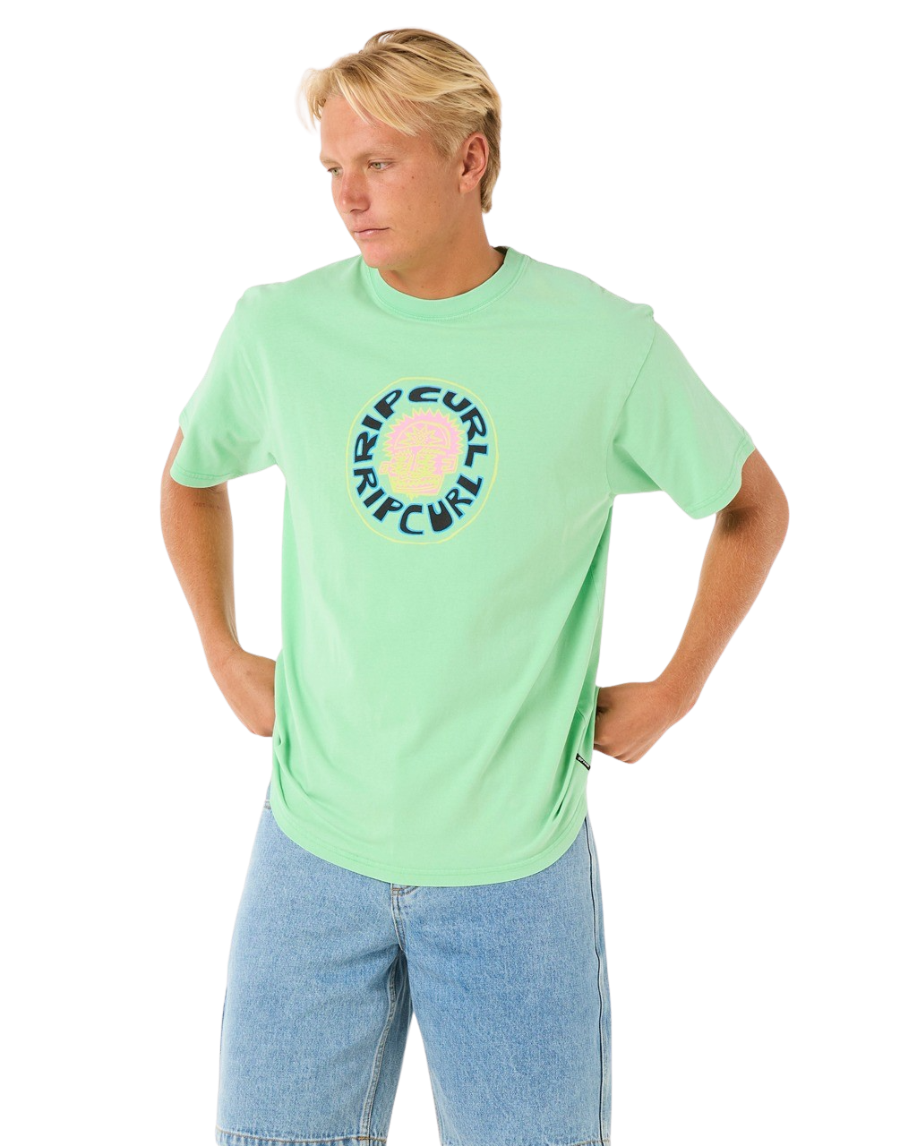 The Rip Curl Mens Raw Visions T-Shirt in Neon Green