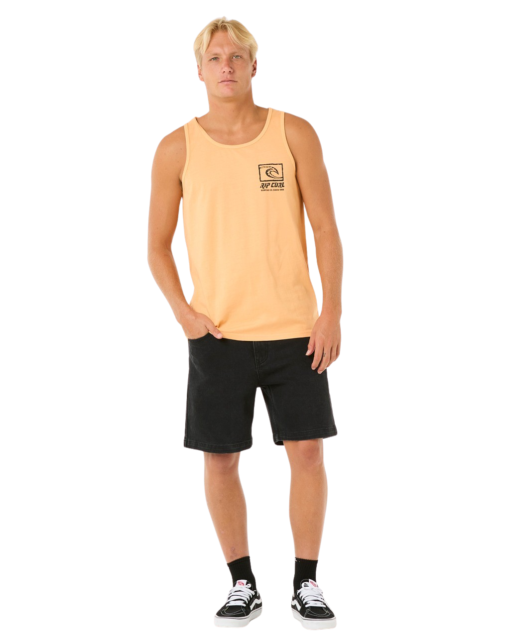The Rip Curl Mens Raw Energy Trad Vest in Mandarin Zest