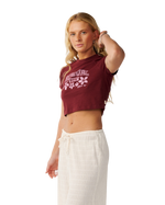 The Rip Curl Womens Retro Swell Baby T-Shirt in Dark Plum