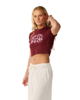 The Rip Curl Womens Retro Swell Baby T-Shirt in Dark Plum
