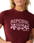 The Rip Curl Womens Retro Swell Baby T-Shirt in Dark Plum