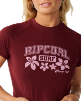 The Rip Curl Womens Retro Swell Baby T-Shirt in Dark Plum