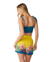 The Rip Curl Womens Farm Rio Bliss Stripe Shirred Bandeau Top in Blue