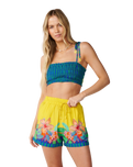 The Rip Curl Womens Farm Rio Bliss Stripe Shirred Bandeau Top in Blue