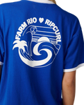 The Rip Curl Womens Farm Rio Tropical Desire Oversized T-Shirt in Cobalt Blue