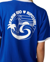The Rip Curl Womens Farm Rio Tropical Desire Oversized T-Shirt in Cobalt Blue