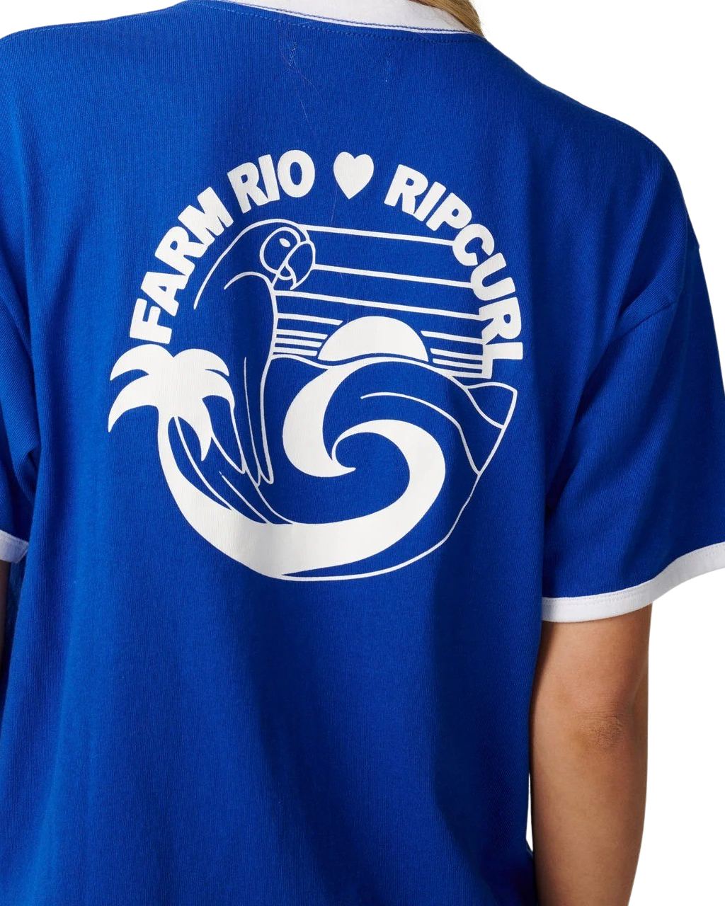 The Rip Curl Womens Farm Rio Tropical Desire Oversized T-Shirt in Cobalt Blue