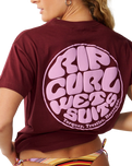 The Rip Curl Womens Icons Of Surf T-Shirt in Dark Plum