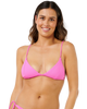 Premium Surf Banded Fixed Tri Bikini Top in Super Pink