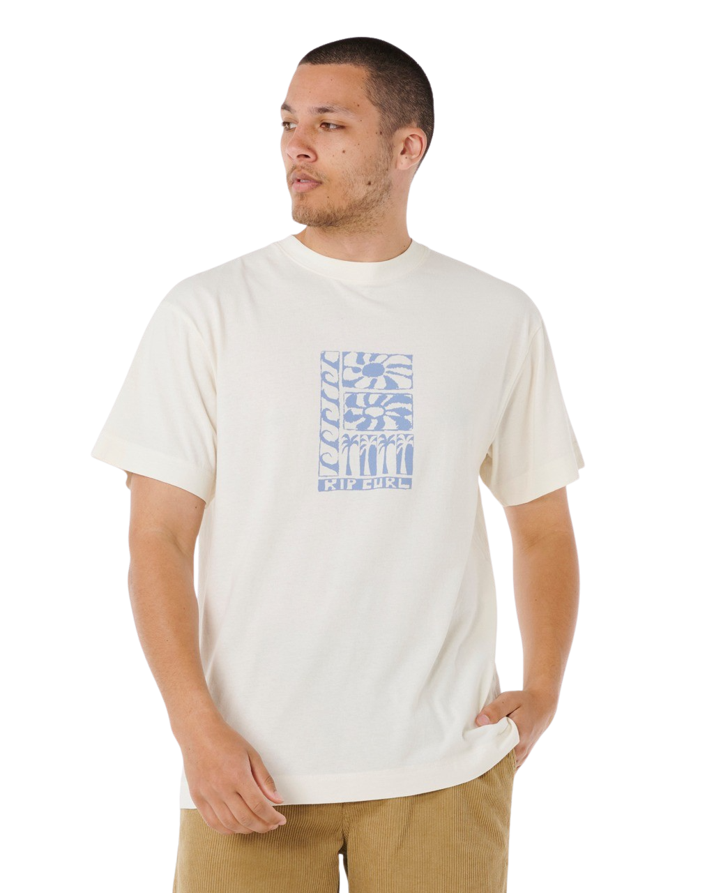 The Rip Curl Mens Artist Of The Search Ty Williams Stacked T-Shirt in Bone