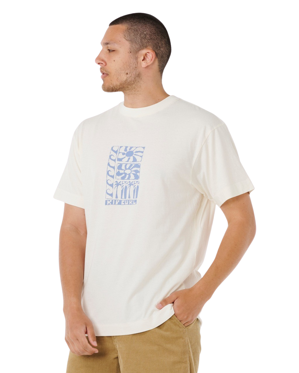 The Rip Curl Mens Artist Of The Search Ty Williams Stacked T-Shirt in Bone