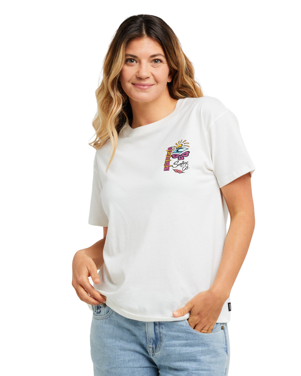 The Rip Curl Womens Archive Butterfly T-Shirt in Bone