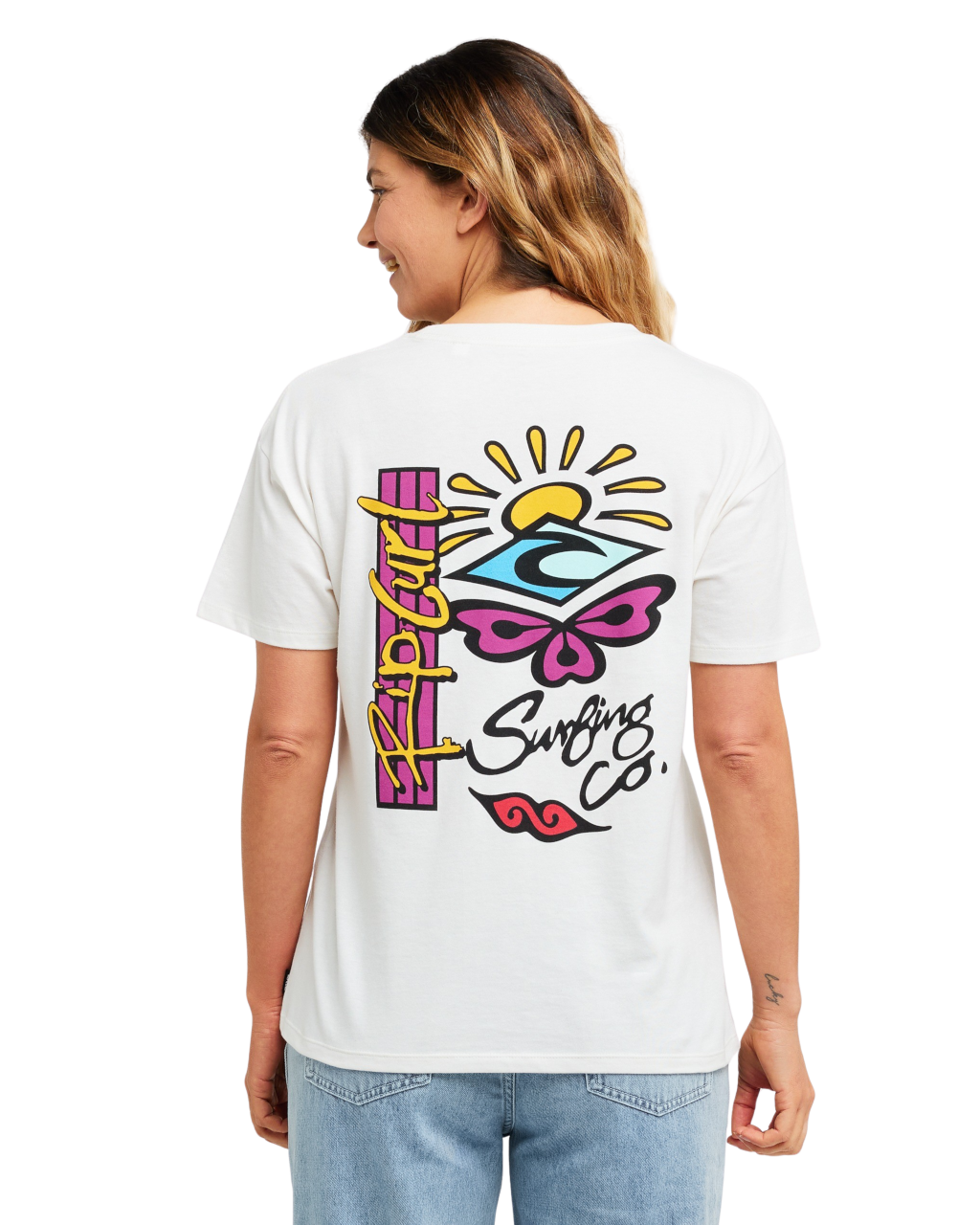 The Rip Curl Womens Archive Butterfly T-Shirt in Bone