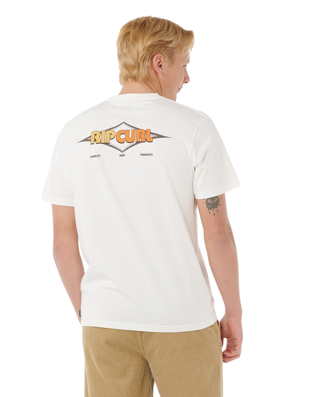 The Rip Curl Mens Surf Revival Decal T-Shirt in Bone