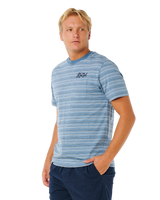 Pacific Rinse Stripe T-Shirt in Faded Denim