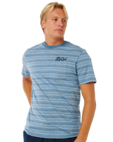 Pacific Rinse Stripe T-Shirt in Faded Denim
