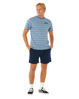 Pacific Rinse Stripe T-Shirt in Faded Denim