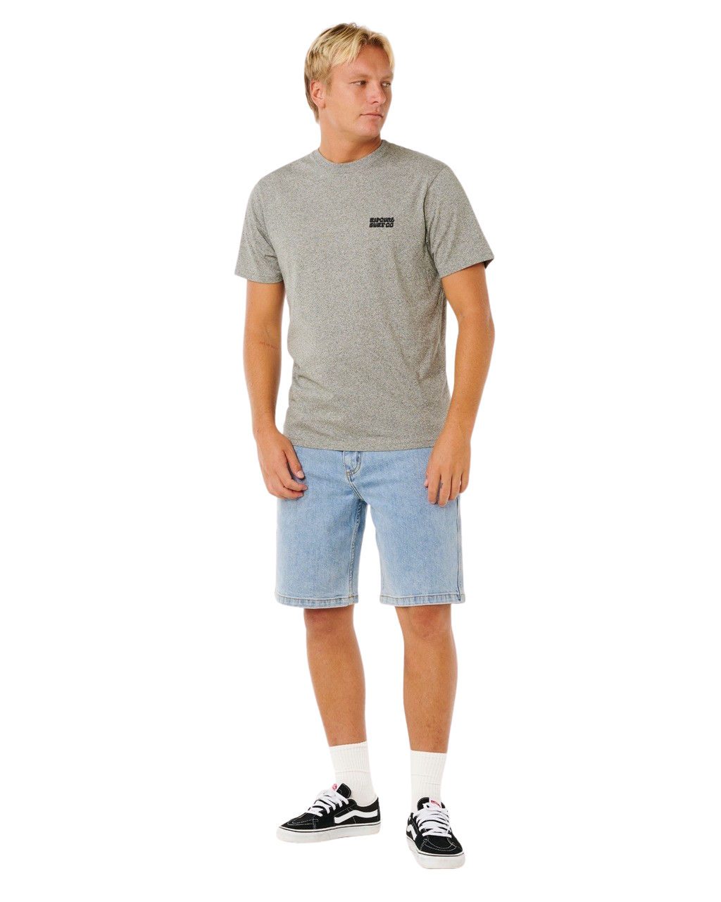 Easy Embroid T-Shirt in Grey Marle