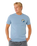The Rip Curl Mens Pacific Rinse Stacked T-Shirt in Faded Denim
