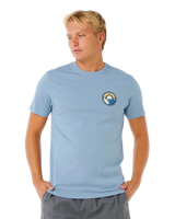 The Rip Curl Mens Pacific Rinse Stacked T-Shirt in Faded Denim