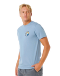 The Rip Curl Mens Pacific Rinse Stacked T-Shirt in Faded Denim