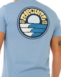 The Rip Curl Mens Pacific Rinse Stacked T-Shirt in Faded Denim