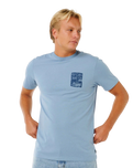 The Rip Curl Mens Keep On Trucking T-Shirt in Faded Denim