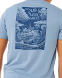 The Rip Curl Mens Keep On Trucking T-Shirt in Faded Denim