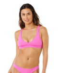 Premium Surf Halter Bikini Top in Super Pink