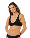 Vibe Surf V Neck Bikini Top in Black