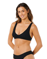 Vibe Surf V Neck Bikini Top in Black