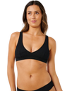 Vibe Surf V Neck Bikini Top in Black