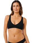 Vibe Surf V Neck Bikini Top in Black