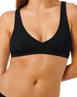 Vibe Surf V Neck Bikini Top in Black