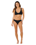 Vibe Surf V Neck Bikini Top in Black