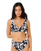 Topanga Geo Deep V Bikini Top in Black