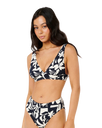 Topanga Geo Deep V Bikini Top in Black