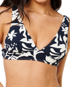 Topanga Geo Deep V Bikini Top in Black